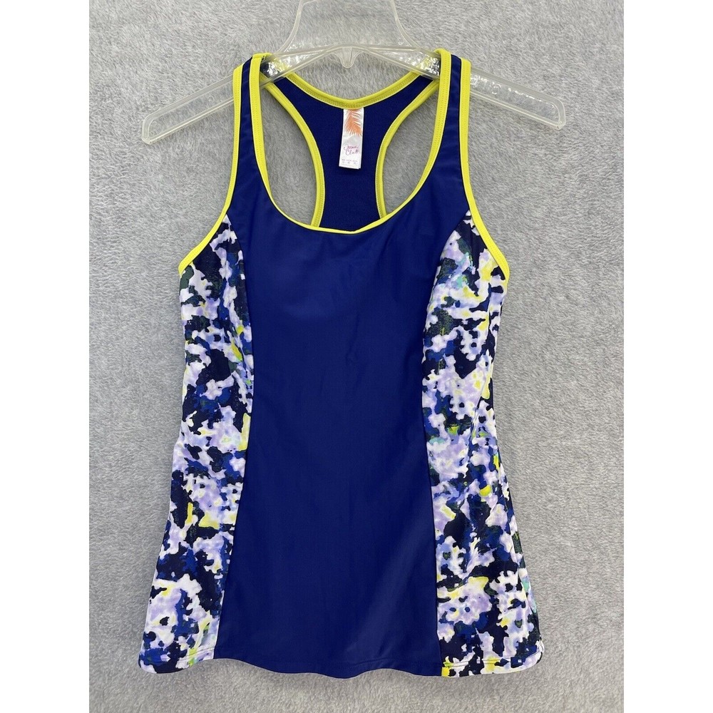 Ocean Club Women's Blue Tankini swim Top Size Medium UK 12 Racerback